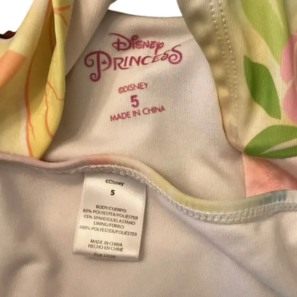Disney Princess Beauty Belle tankini top and bikini bottom swim set sz 5